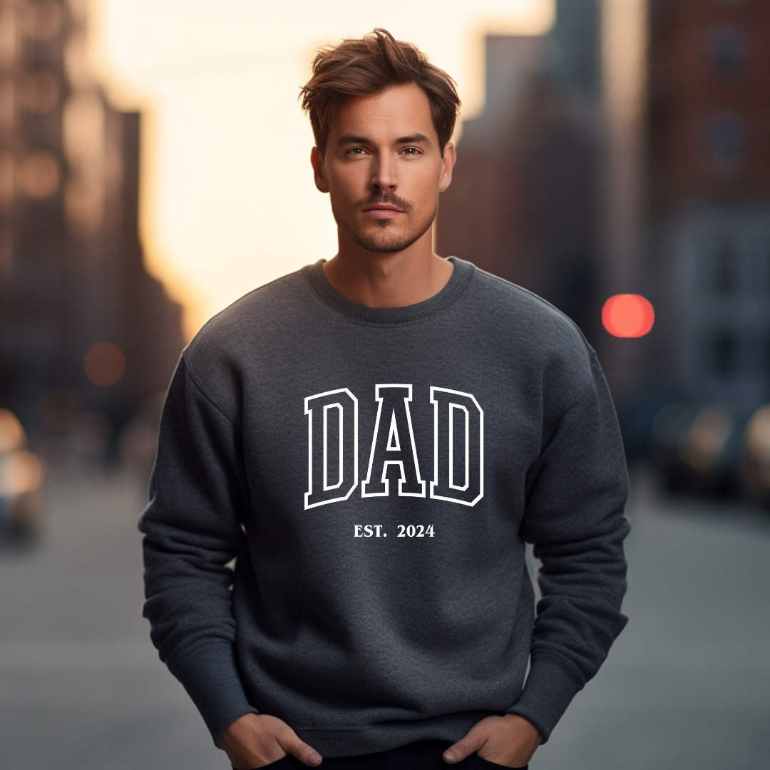 Personalized Dad Sweatshirt with Kid's Names on Sleeve