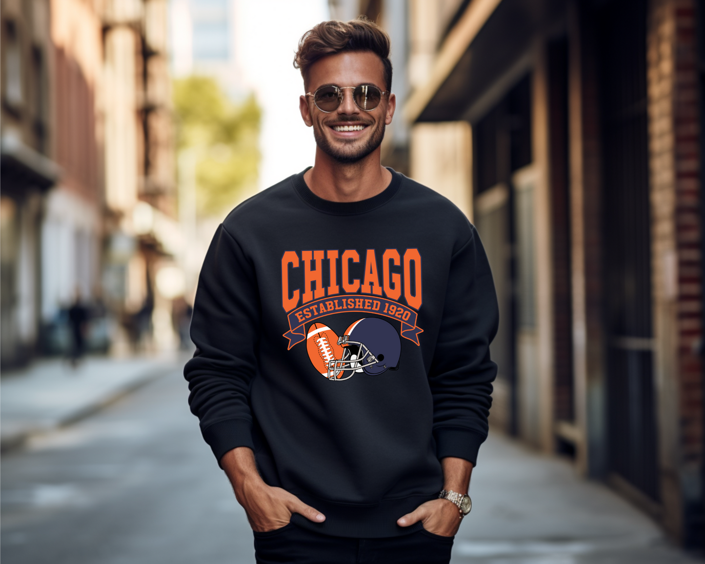 Vintage State Football Sweatshirt Collection - Chicago