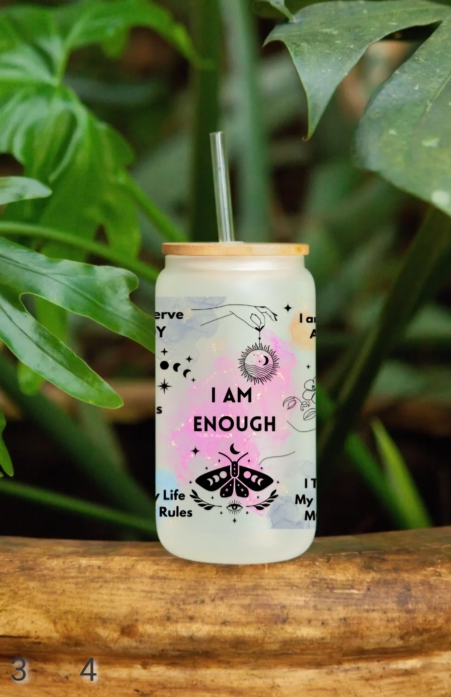 FROSTED Glass Jar - Affirmations