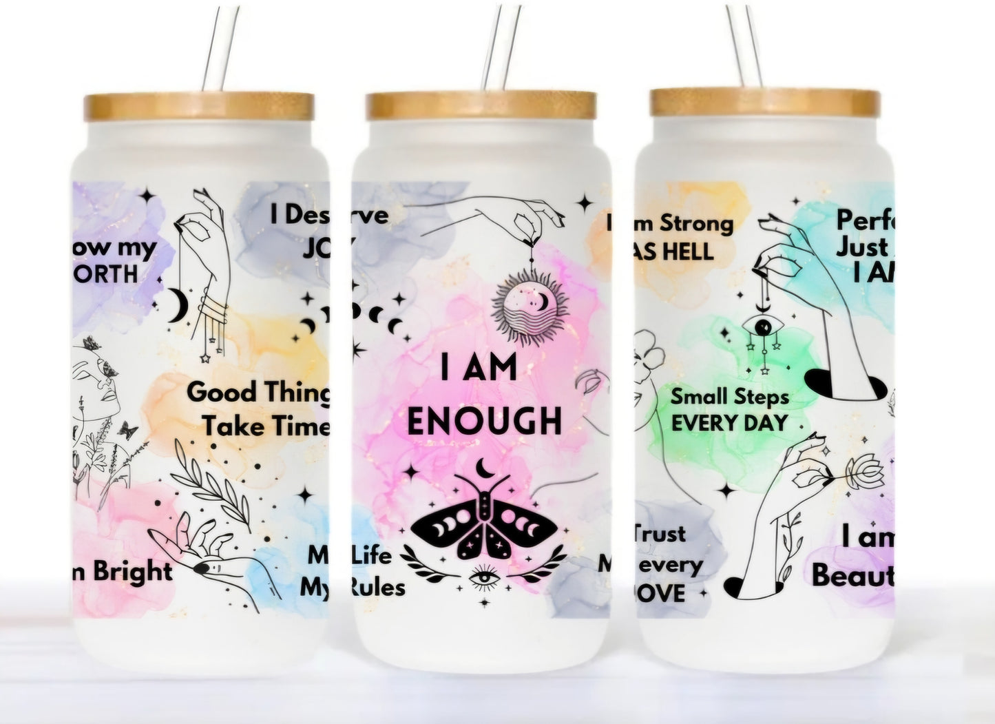 FROSTED Glass Jar - Affirmations