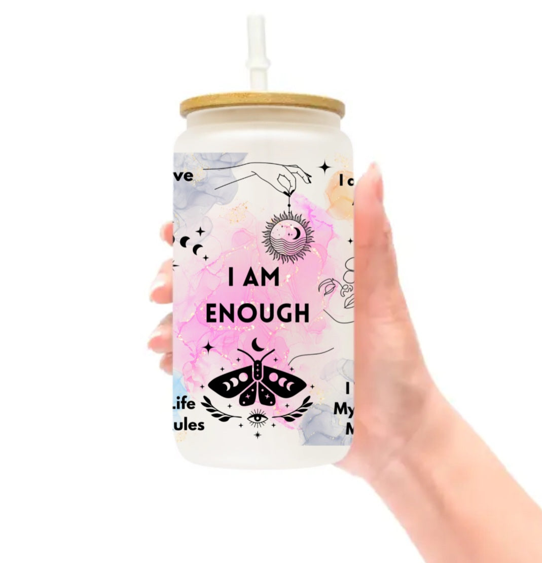 FROSTED Glass Jar - Affirmations