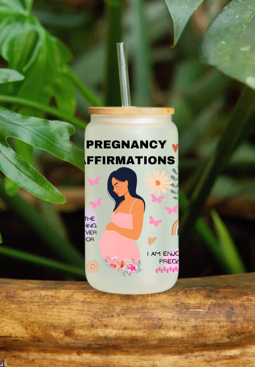 Pregnancy FROSTED Glass Jar - Affirmations