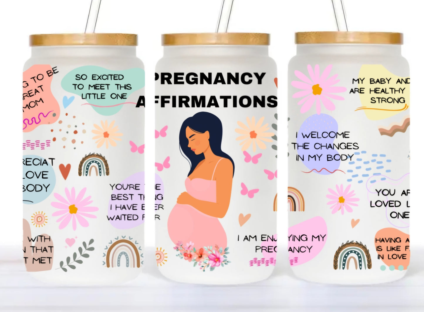 Pregnancy FROSTED Glass Jar - Affirmations