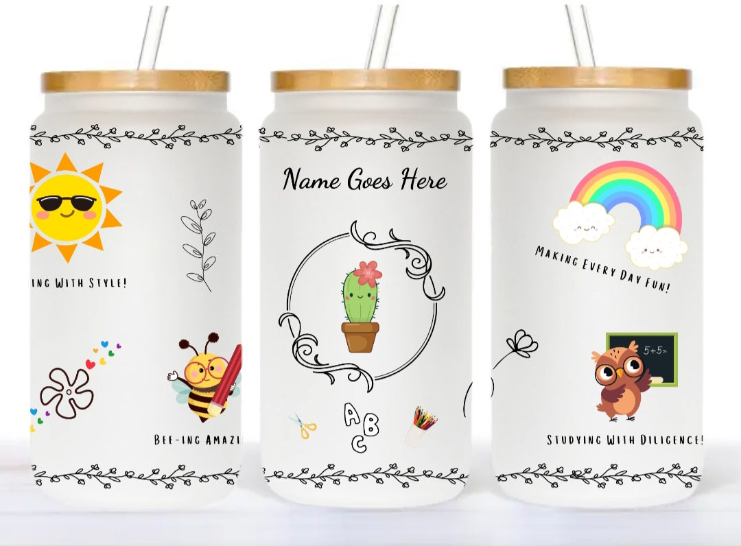 Student Affirmations FROSTED Glass Jar - PERSONALIZED