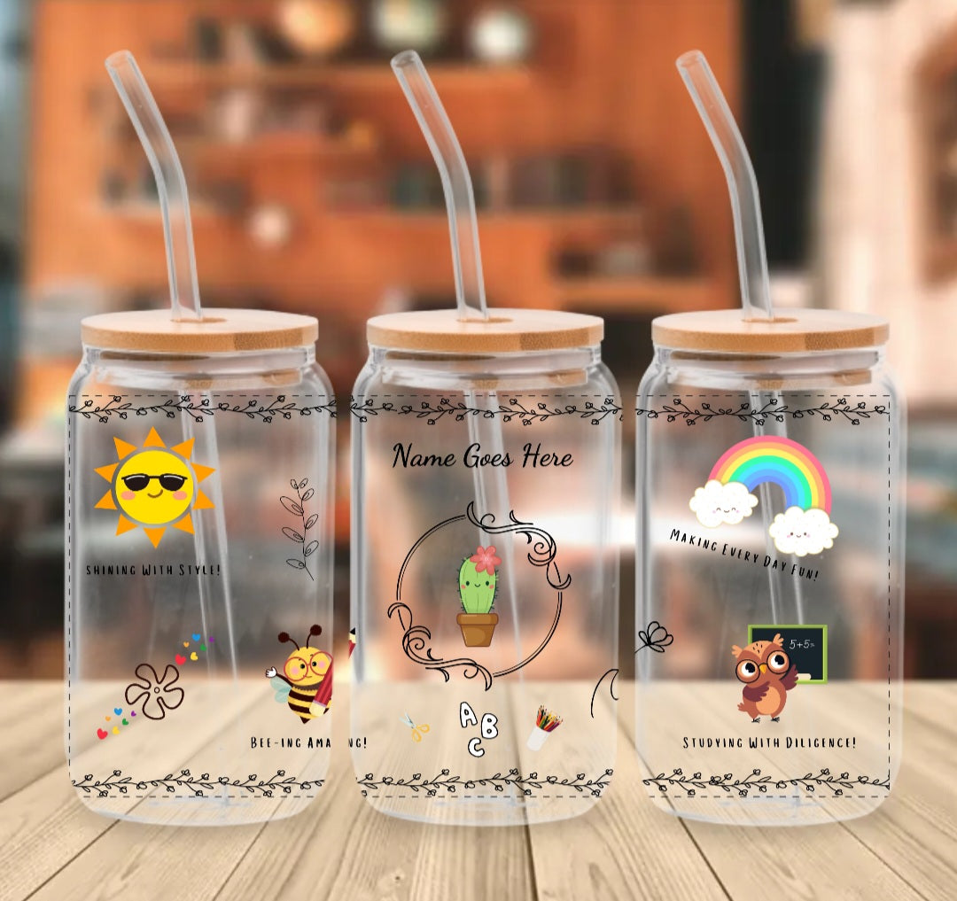 Afirmaciones de Estudiantes CLEAR Glass Jar - PERSONALIZADO