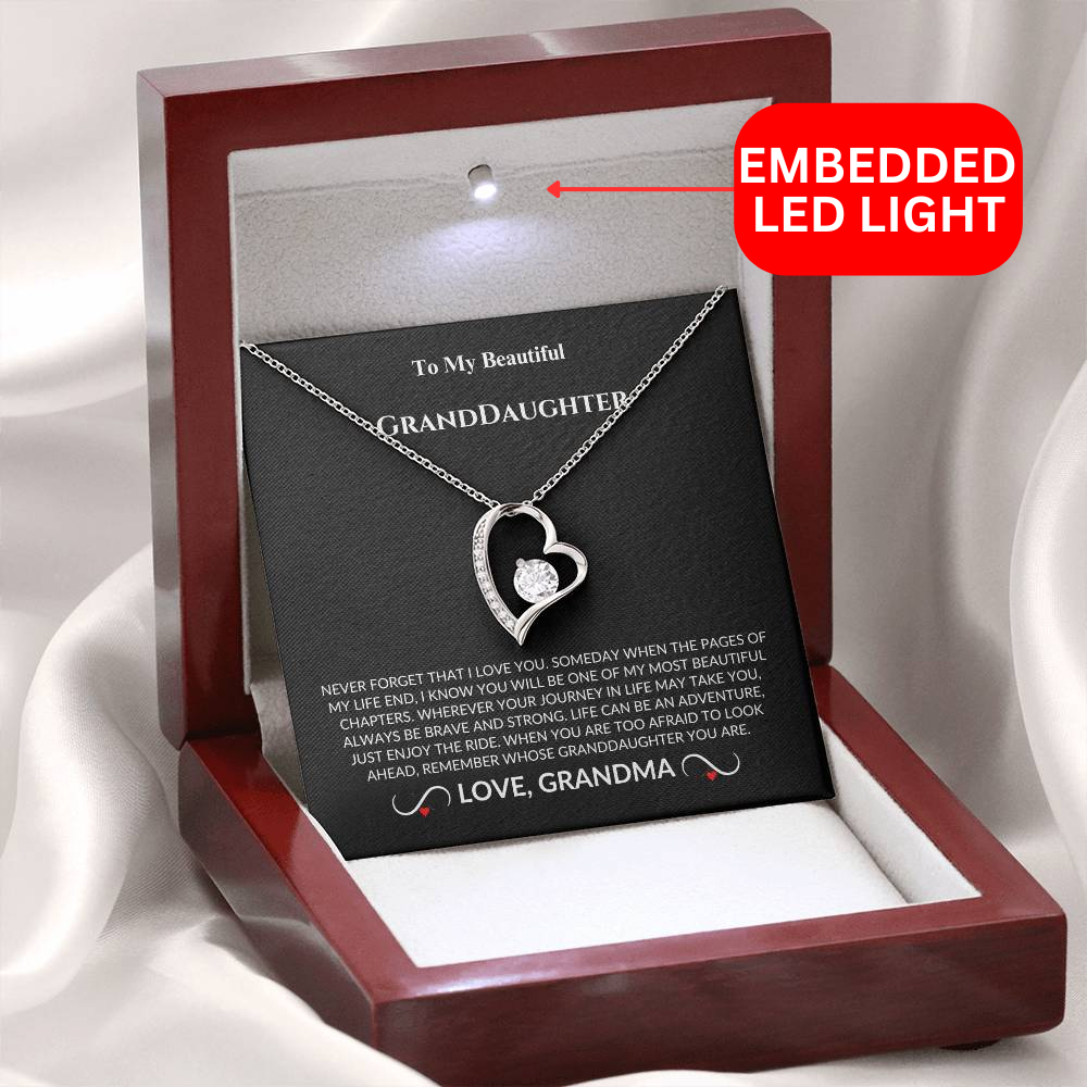 Granddaughter Gift ~ Never Forget I Love You Forever Heart Necklace