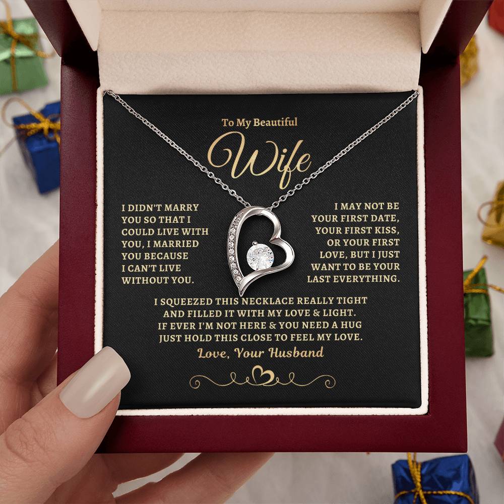 To My Beautiful Wife Forever Heart Sunset Necklace