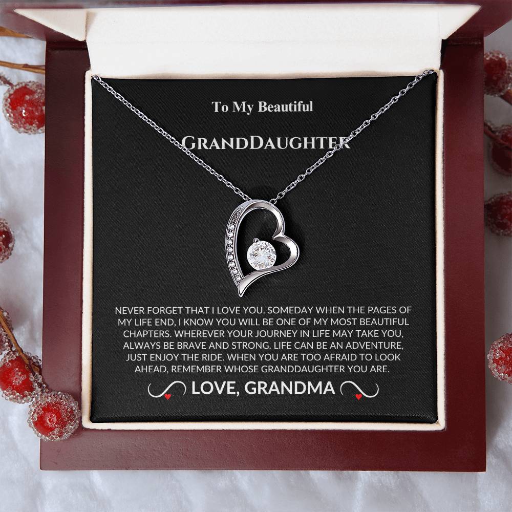 Granddaughter Gift ~ Never Forget I Love You Forever Heart Necklace