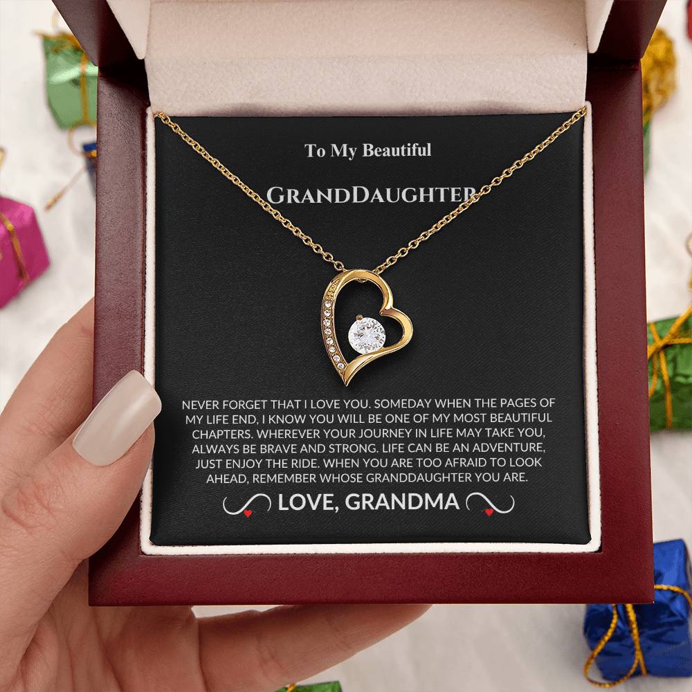 Granddaughter Gift ~ Never Forget I Love You Forever Heart Necklace