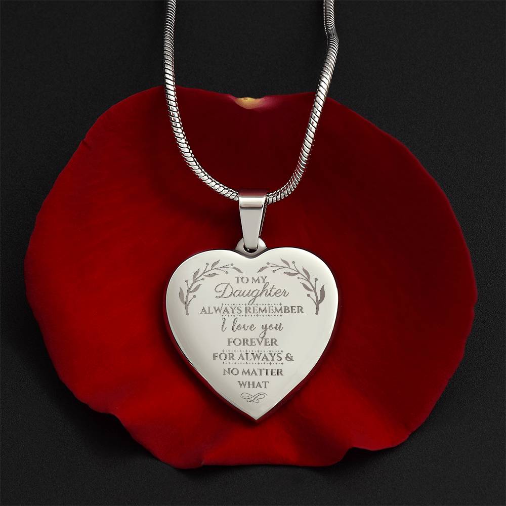 For Daughter - Engraved Heart Necklace