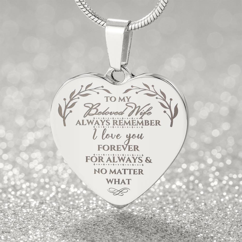 Beloved Wife - Engraved Heart Necklace