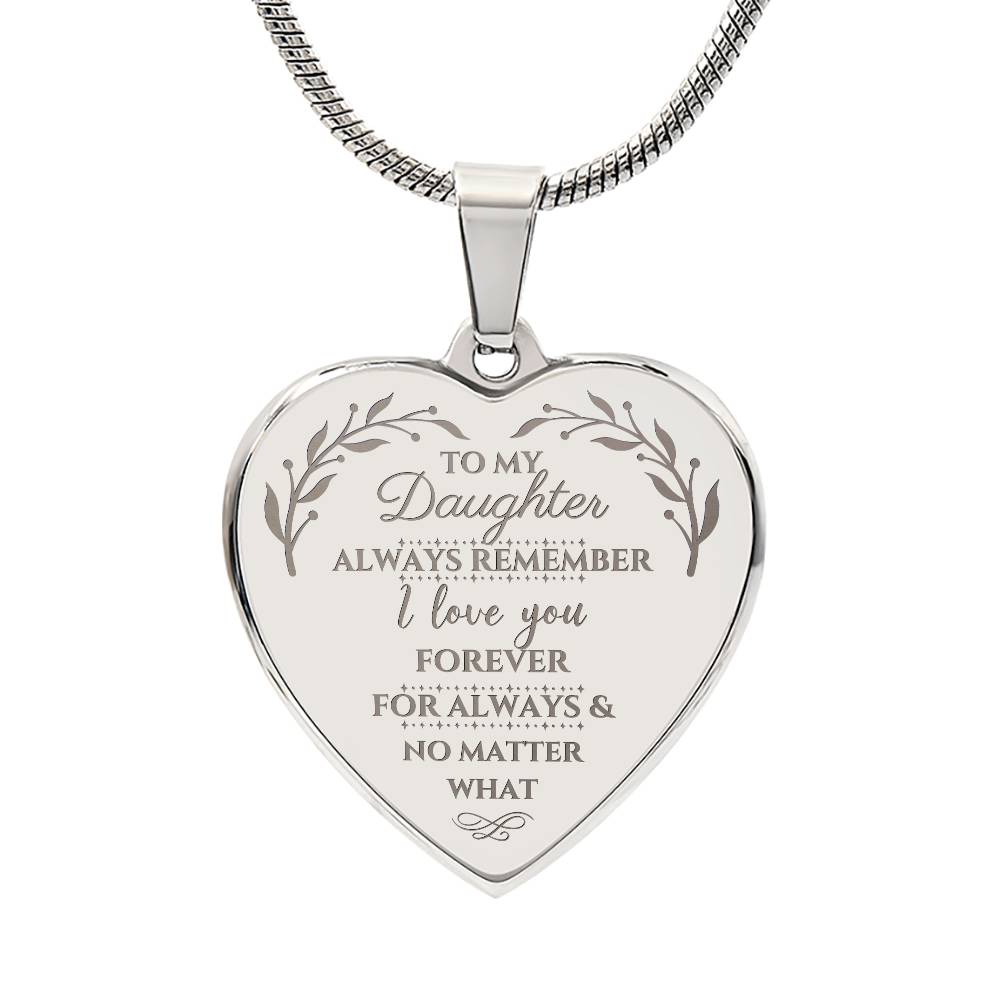 For Daughter - Engraved Heart Necklace