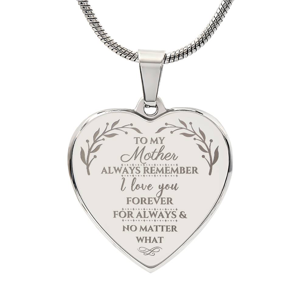 For Mother - Engraved Heart Necklace
