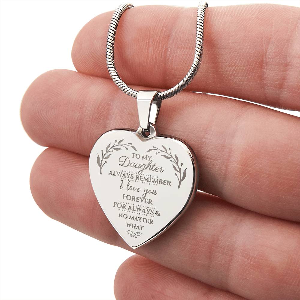 For Daughter - Engraved Heart Necklace