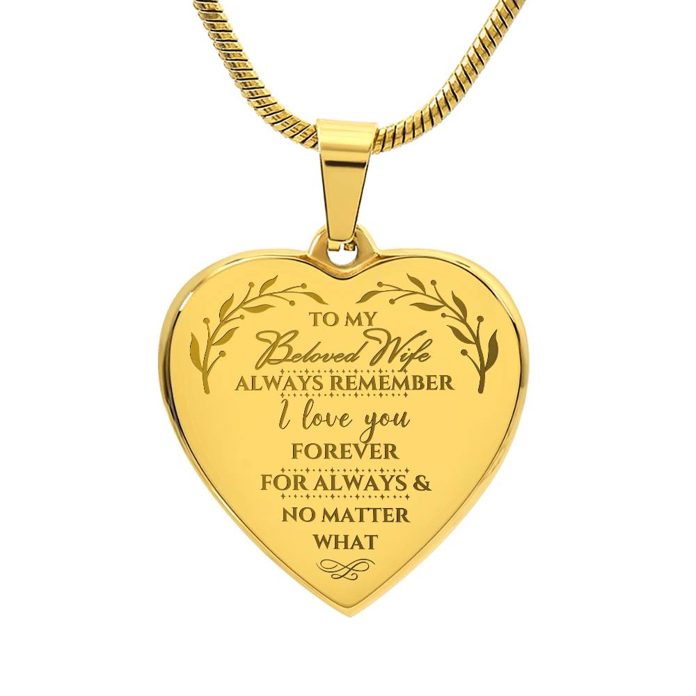 Beloved Wife - Engraved Heart Necklace