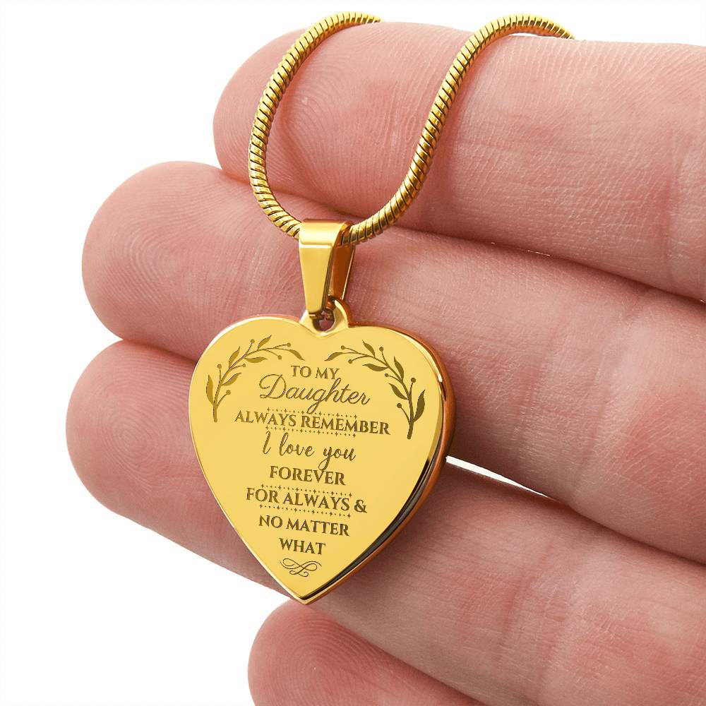 For Daughter - Engraved Heart Necklace