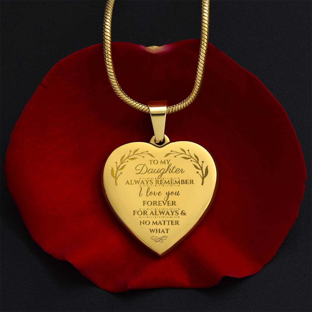 For Daughter - Engraved Heart Necklace