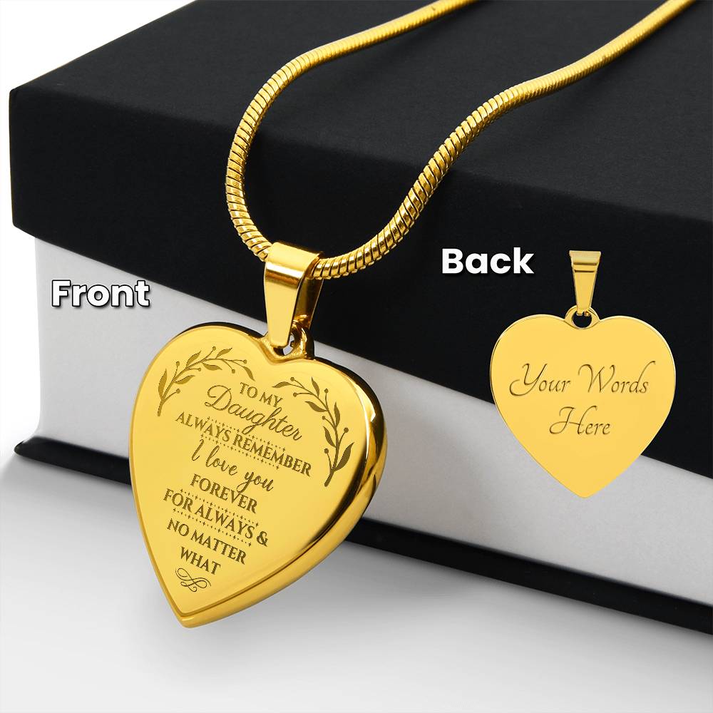 For Daughter - Engraved Heart Necklace
