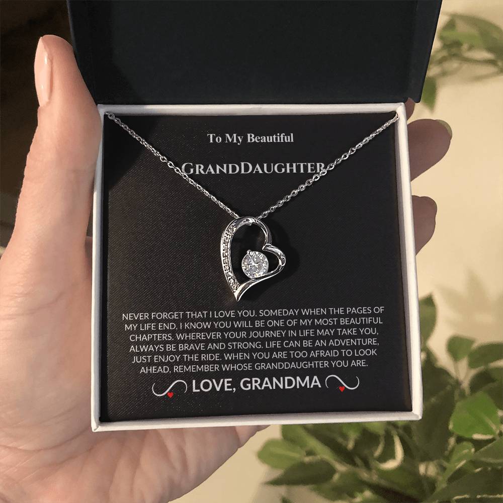 Granddaughter Gift ~ Never Forget I Love You Forever Heart Necklace