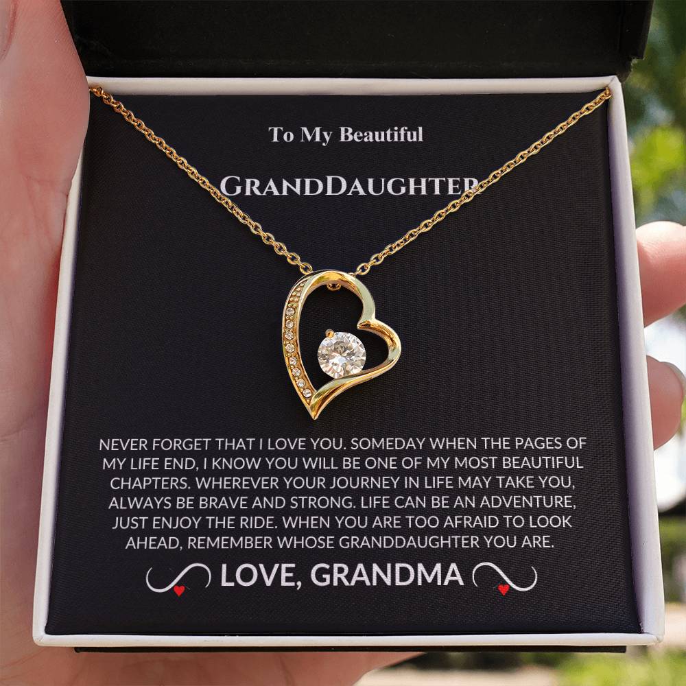 Granddaughter Gift ~ Never Forget I Love You Forever Heart Necklace