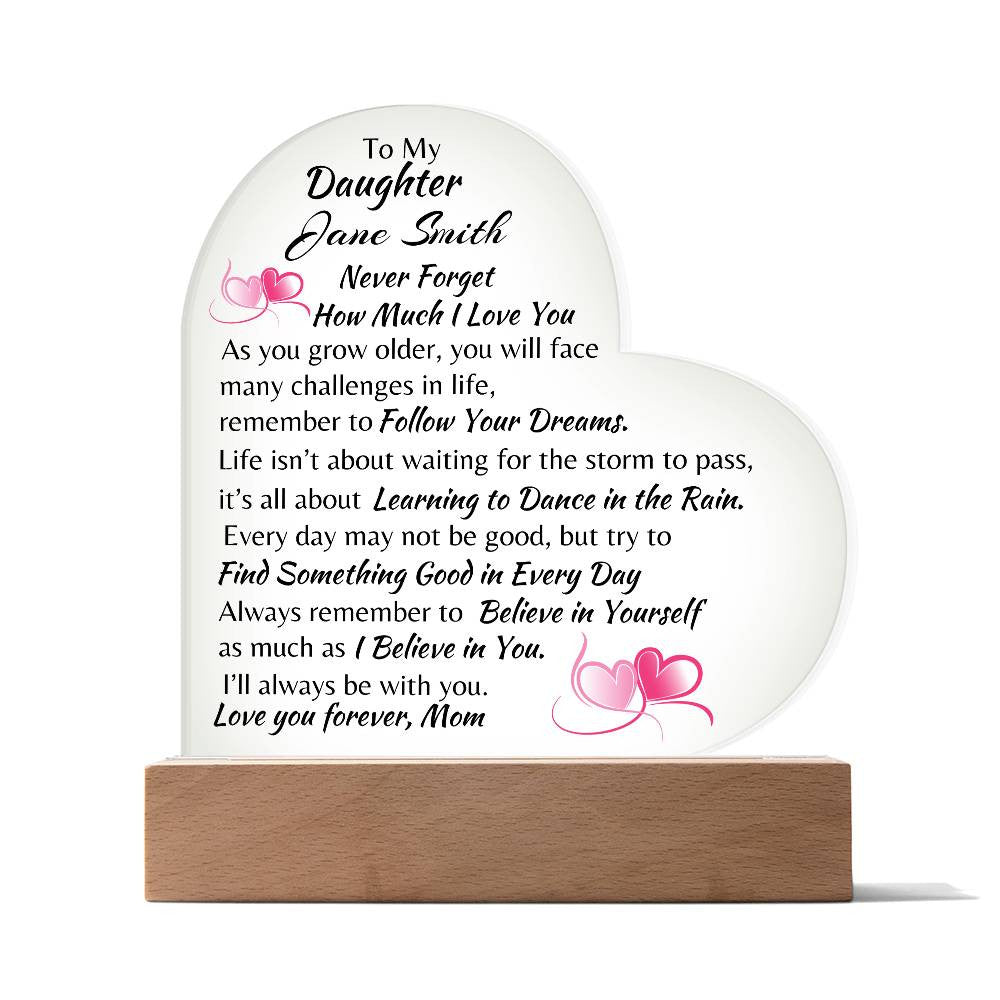 Never Forget Heart Plaque From Mom
