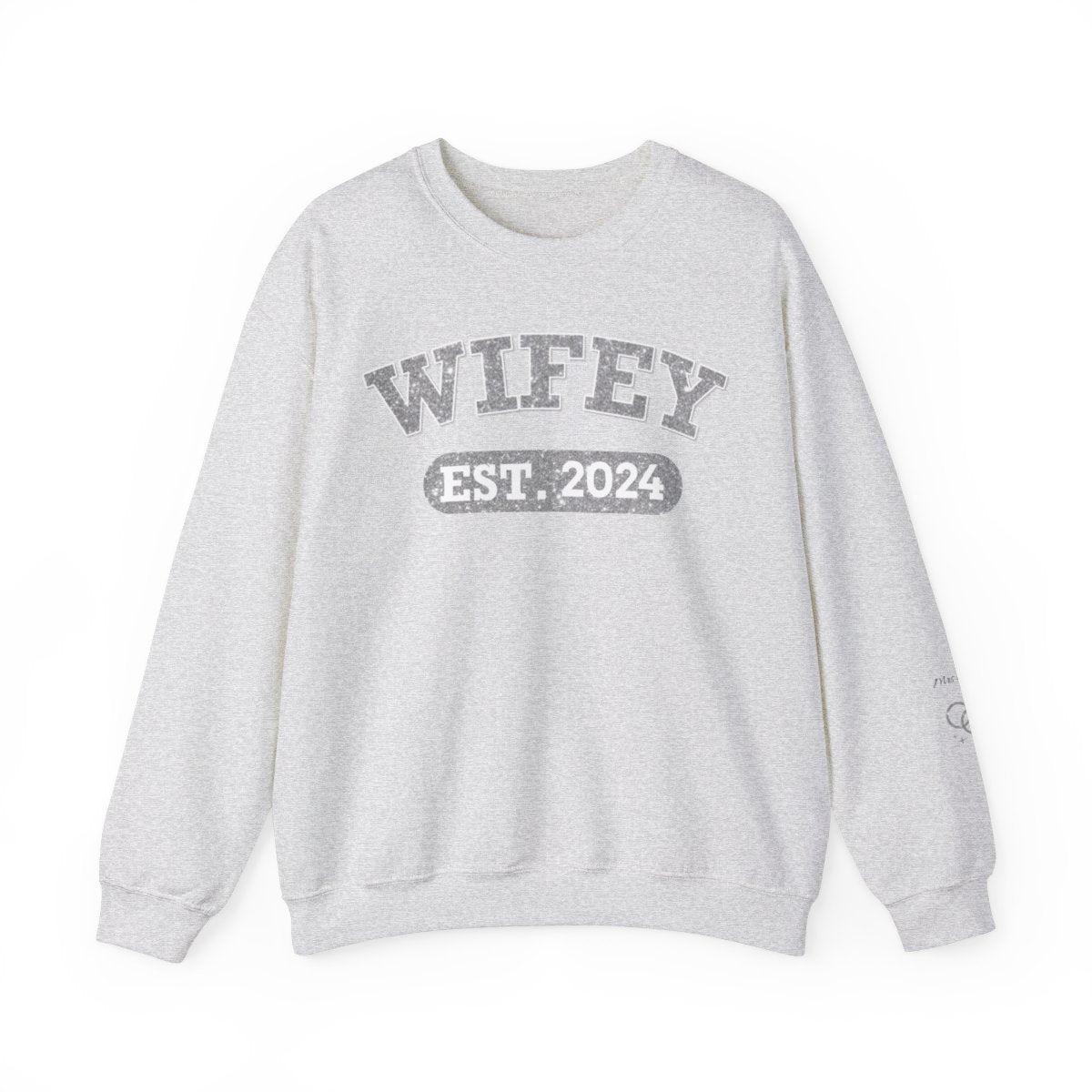 Personalized Wifey Crewneck Sweatshirt Silver