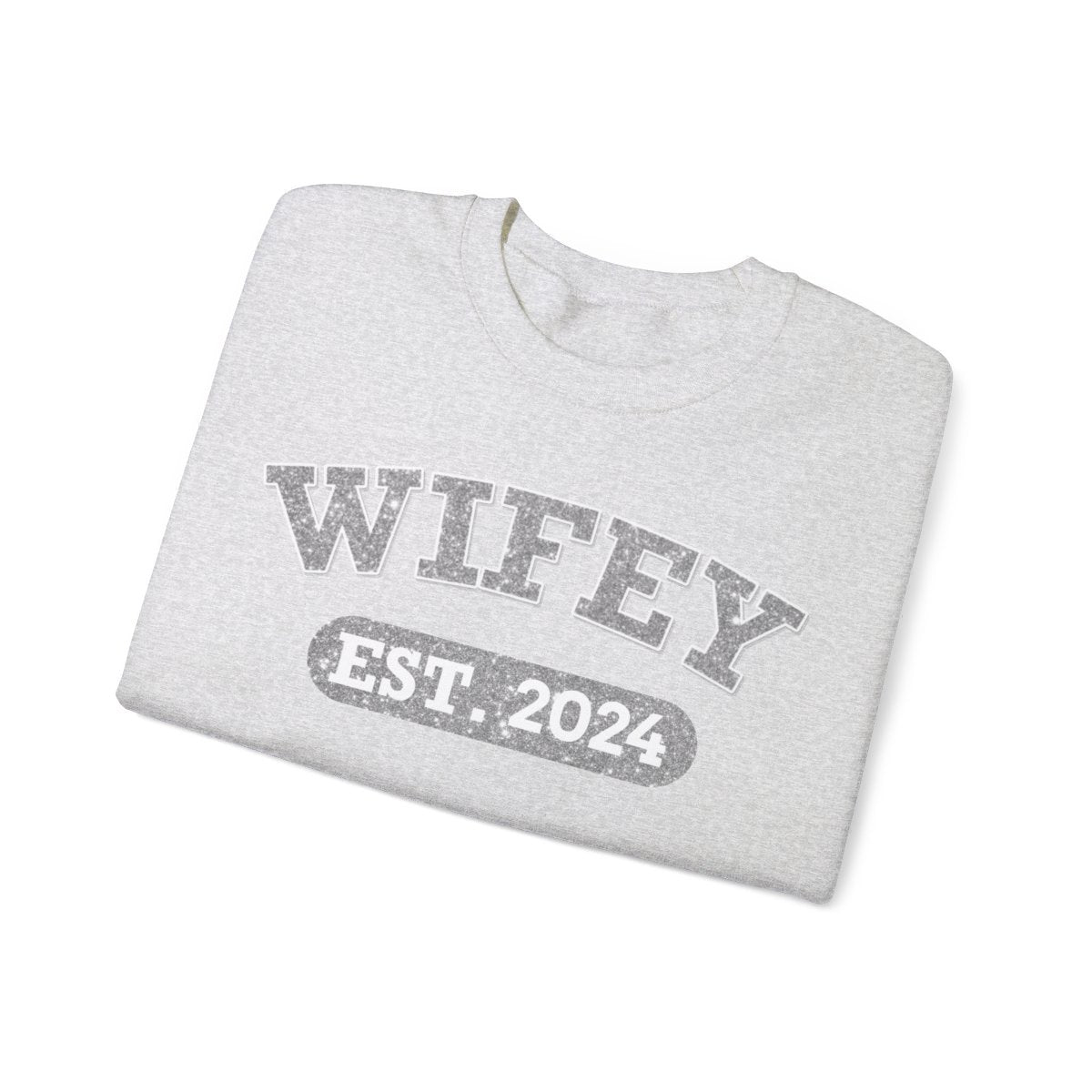 Personalized Wifey Crewneck Sweatshirt Silver