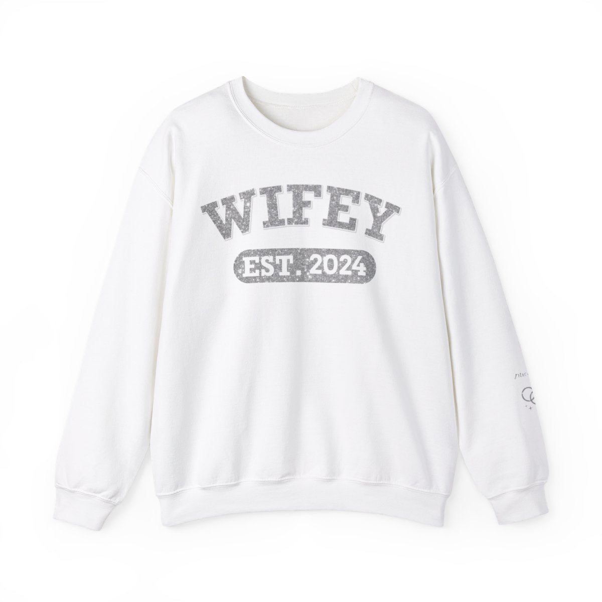 Personalized Wifey Crewneck Sweatshirt Silver