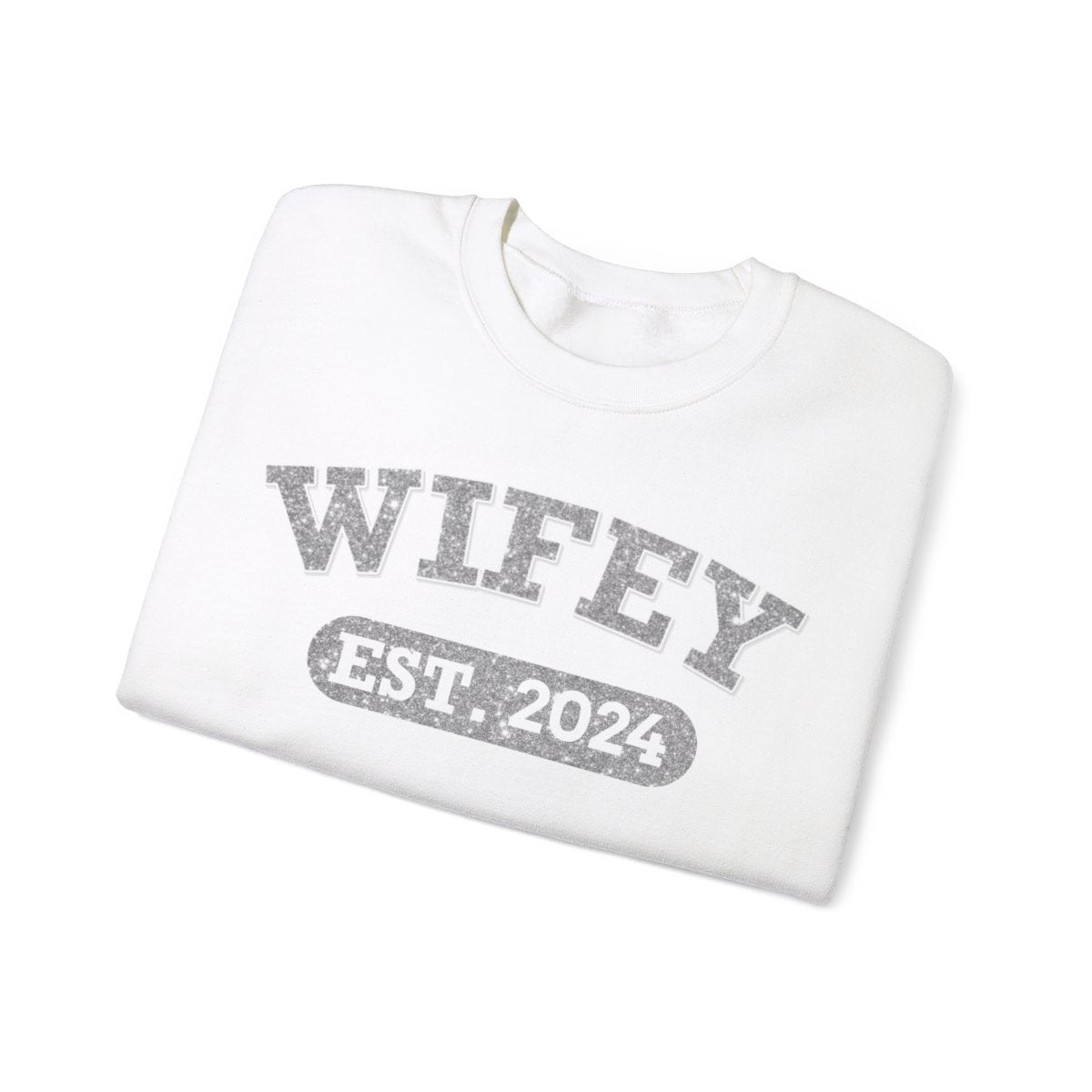 Personalized Wifey Crewneck Sweatshirt Silver