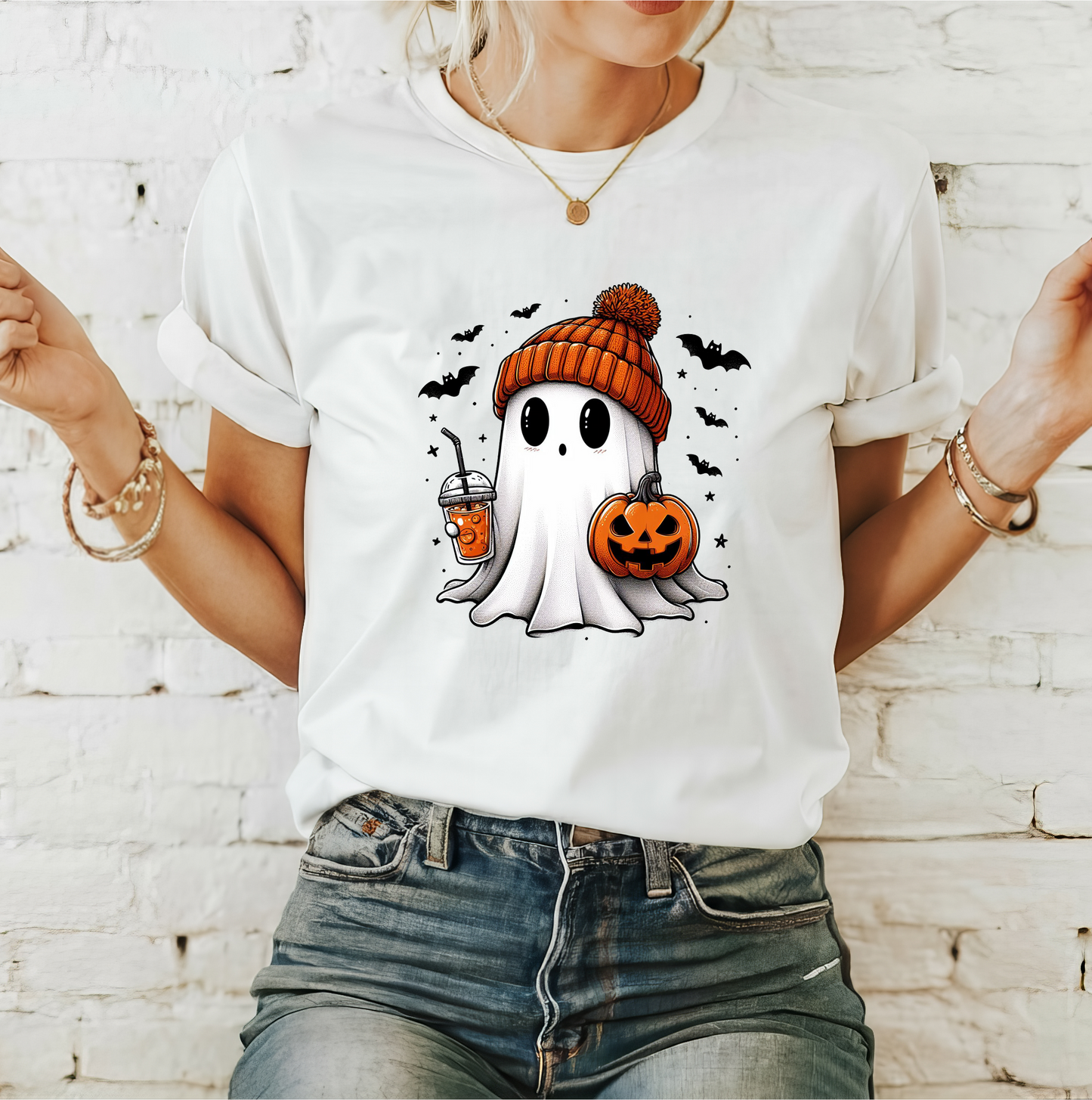 Cappuccino Ghost Ladies' White T-Shirt