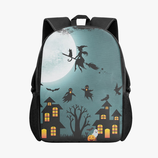 Witch's Ride Blue Halloween Backpack for Kids