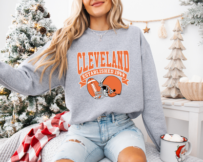 Vintage State Football Sweatshirt Collection - Cleveland