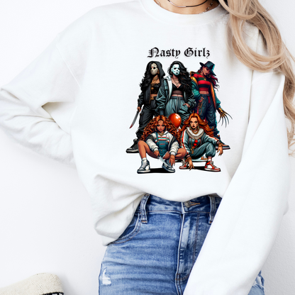 Nasty Girlz Horror Crewneck Sweatshirt – Fierce, Fearless & NOT Very Demure!