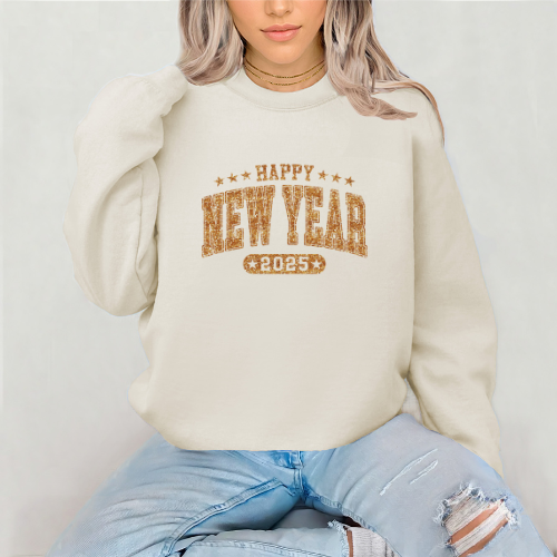 New Year's 2025 Gold Lettered Sweatshirt