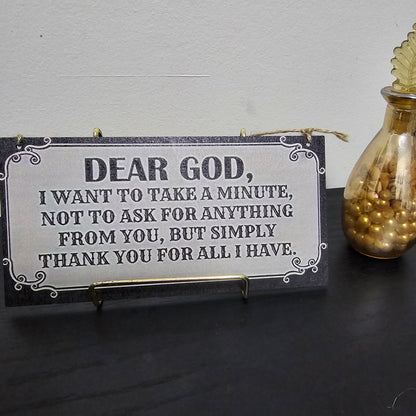 Dear God Inspirational Quote Wooden Wall Hanging Decor