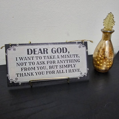 Dear God Inspirational Quote Wooden Wall Hanging Decor