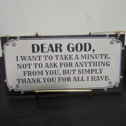 Dear God Inspirational Quote Wooden Wall Hanging Decor