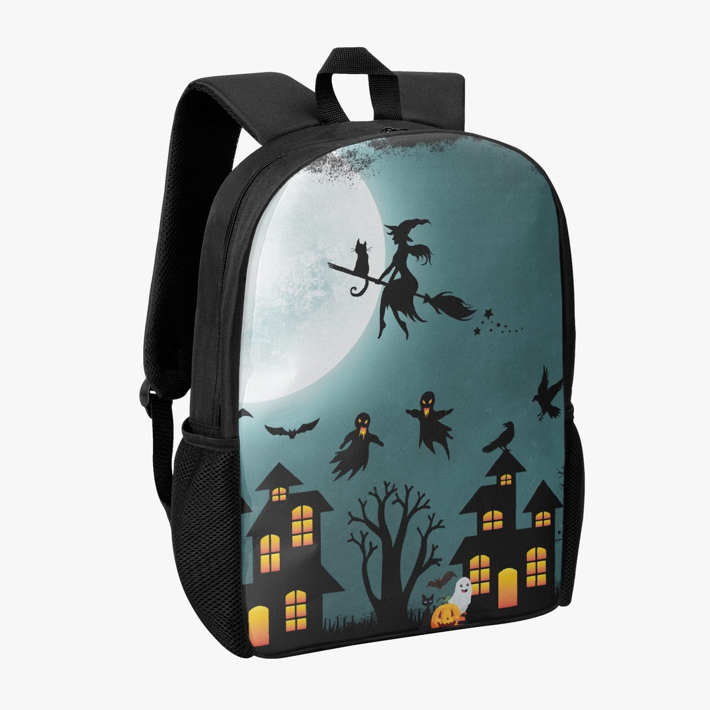 Witch's Ride Blue Halloween Backpack for Kids