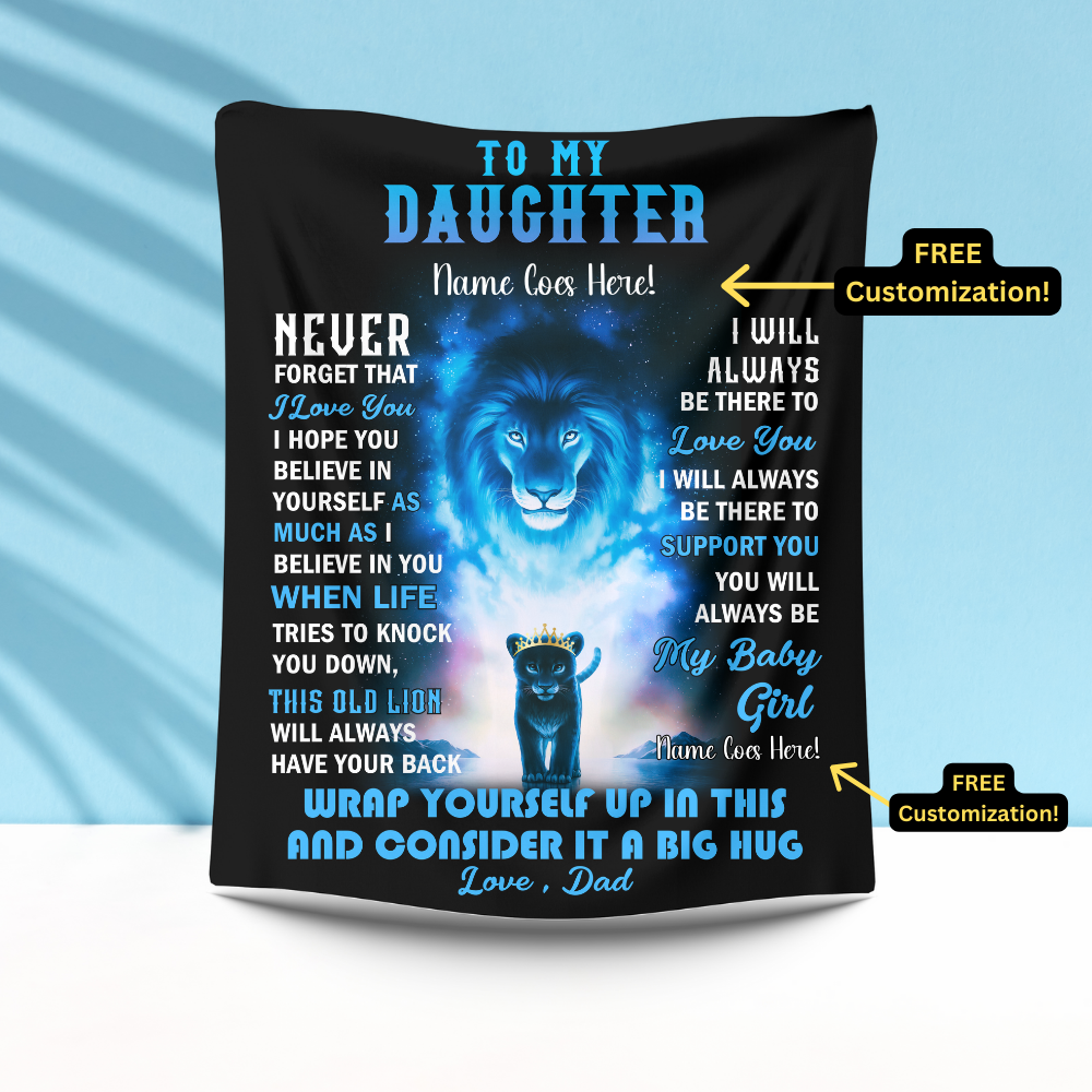 Guardian Lion Azure Plush Blanket