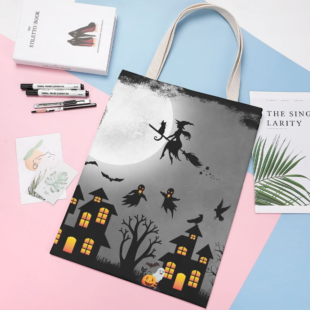 Witch's Ride Halloween Canvas Tote