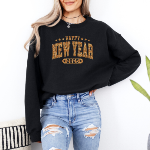 New Year's 2025 Gold Lettered Sweatshirt