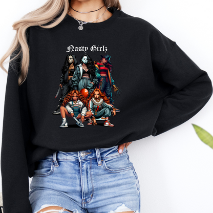 Nasty Girlz Horror Crewneck Sweatshirt – Fierce, Fearless & NOT Very Demure!