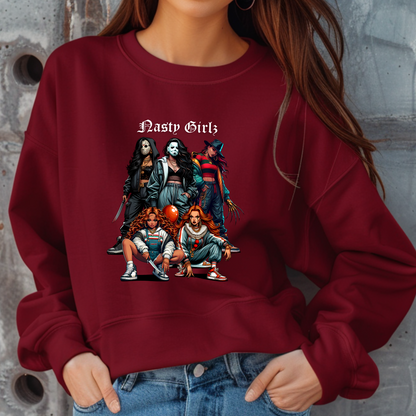 Nasty Girlz Horror Crewneck Sweatshirt – Fierce, Fearless & NOT Very Demure!