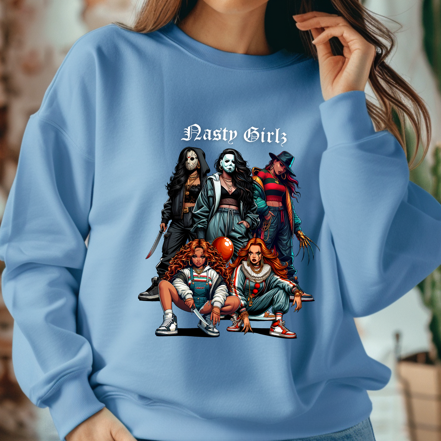 Nasty Girlz Horror Crewneck Sweatshirt – Fierce, Fearless & NOT Very Demure!