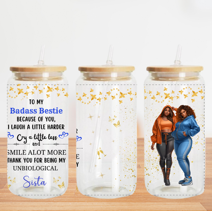 Badass Besties Blue Sparkles - Copa de vidrio HELADO 