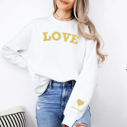 Personalized LOVE Crewneck Sweatshirt GOLD