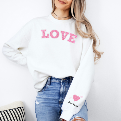 Sudadera Cuello Redondo LOVE Personalizada ROSA