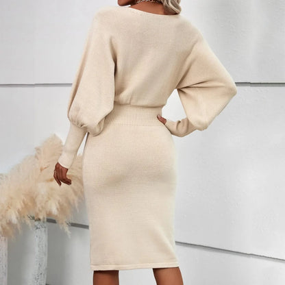 Women's Luxurious Autumn Knitted Woolen Dress