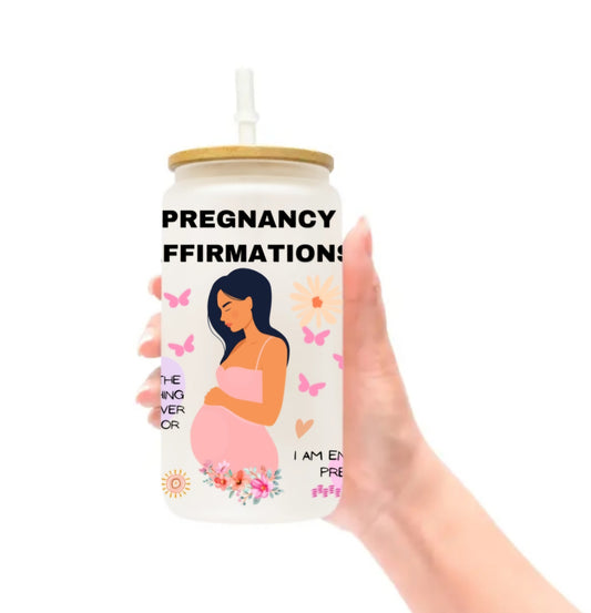 Pregnancy FROSTED Glass Jar - Affirmations