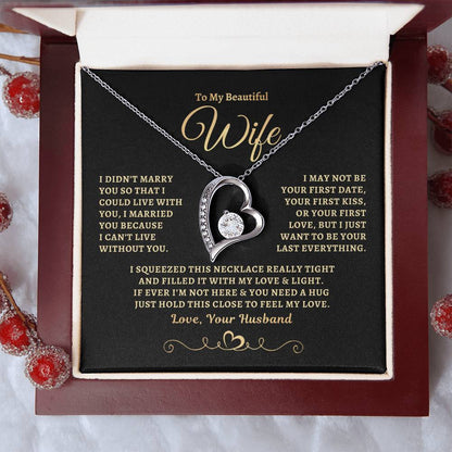 To My Beautiful Wife Forever Heart Sunset Necklace